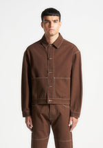 contrast-stitch-carpenter-jacket-brown