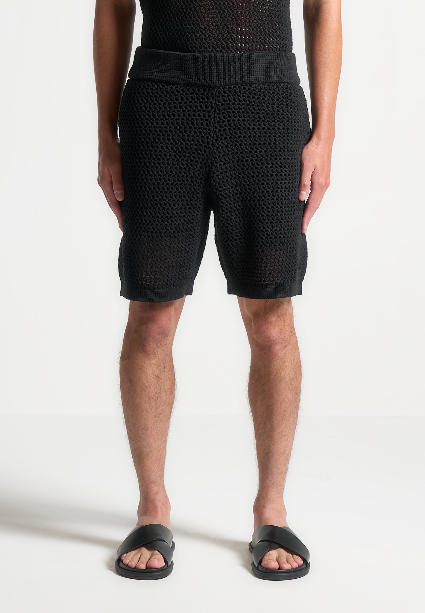 crochet-knit-shorts-black