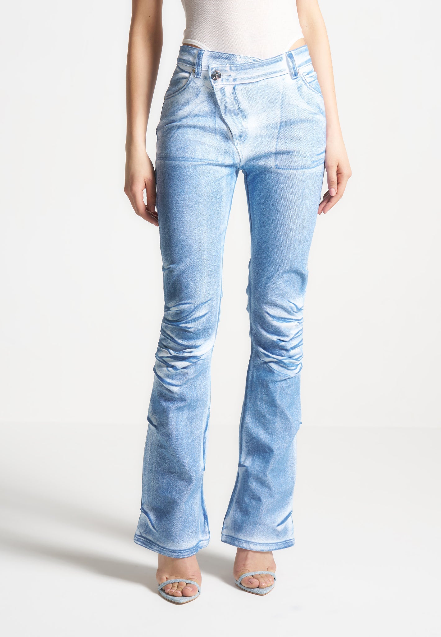 denim-effect-tacked-fit-and-flare-jeans-blue-white