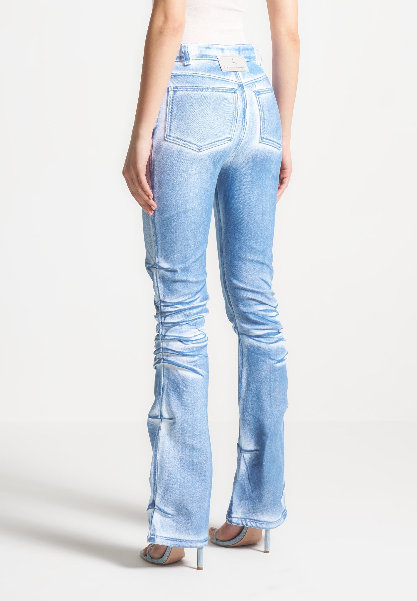 denim-effect-tacked-fit-and-flare-jeans-blue-white