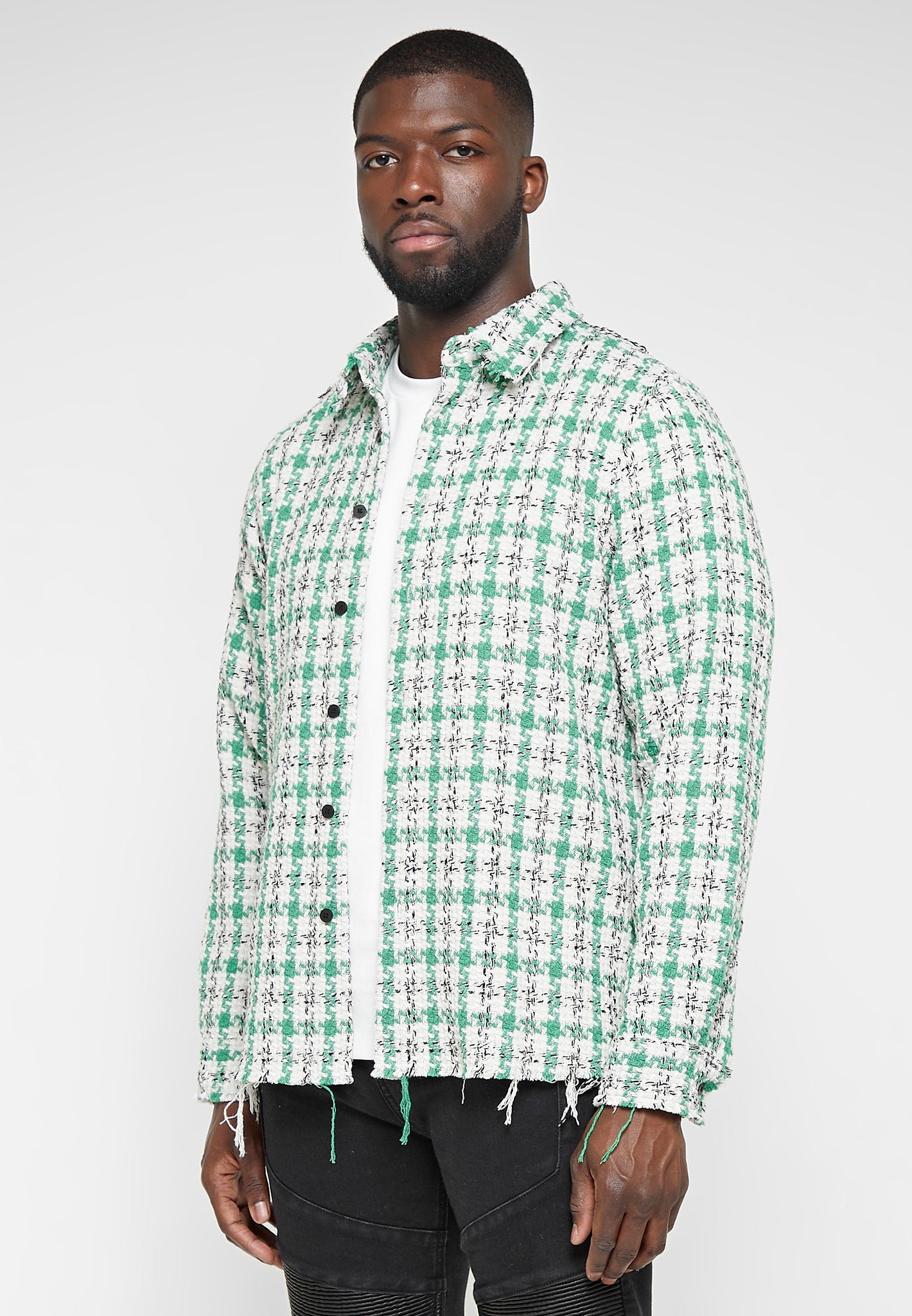 Distressed Check Shirt - Green