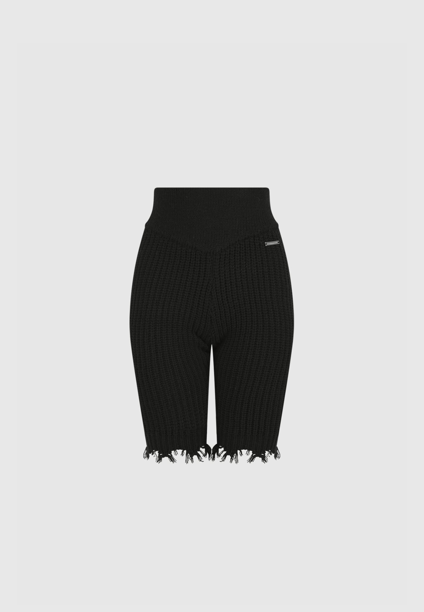 Tie-Up Knitted Cycling Shorts - Black