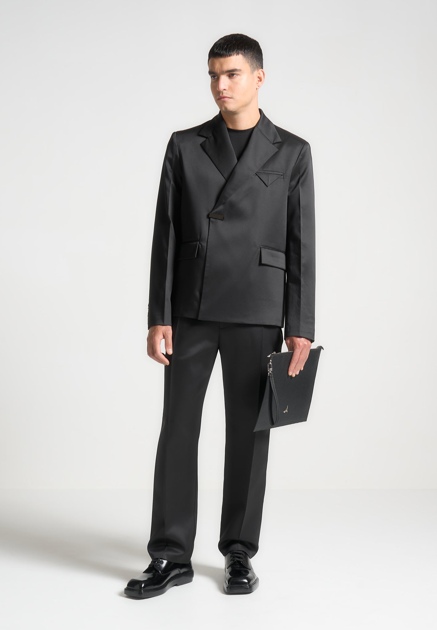 Gaston - Double Breasted Satin Suit Jacket