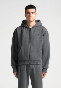 Kevin - Embossed Zip Hoodie - Dark Grey