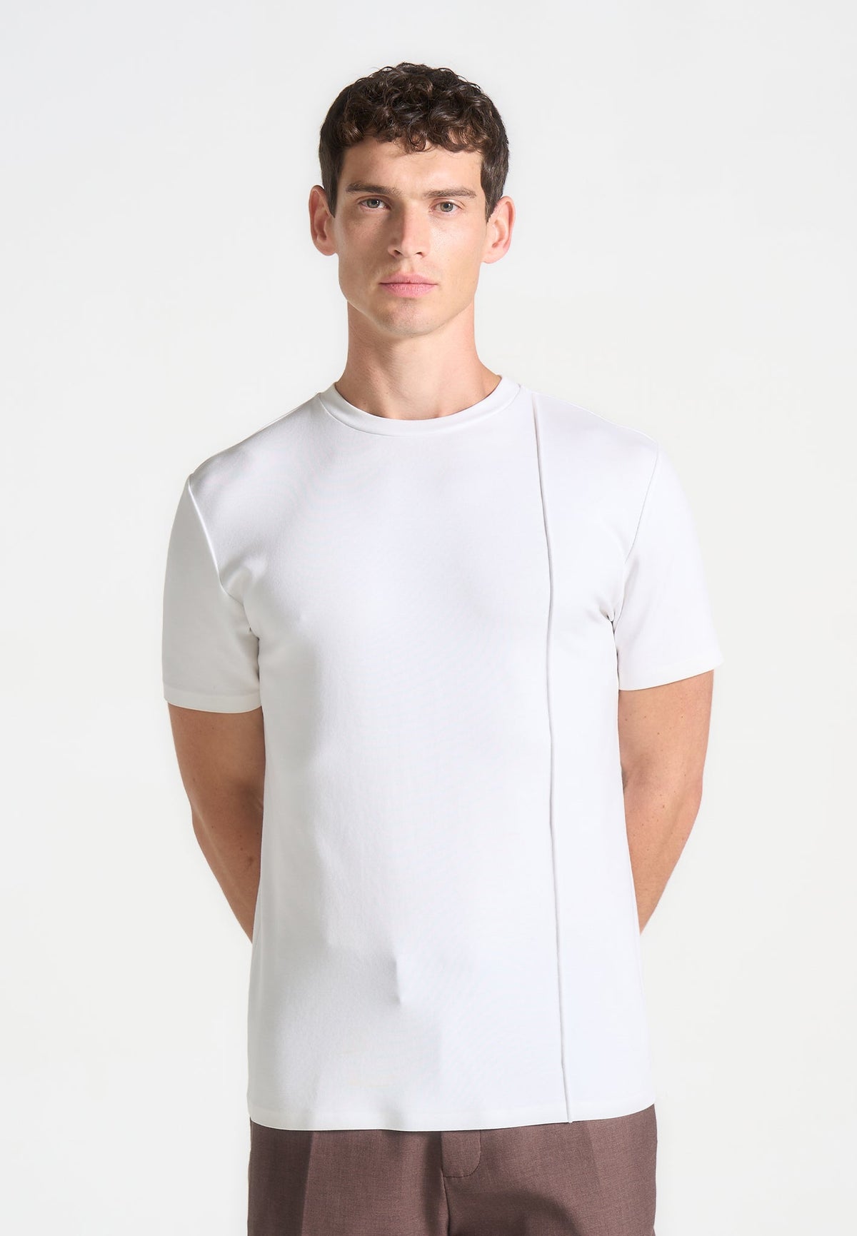 TS002 - Regular Fit Cotton T-Shirt with Pintuck - White