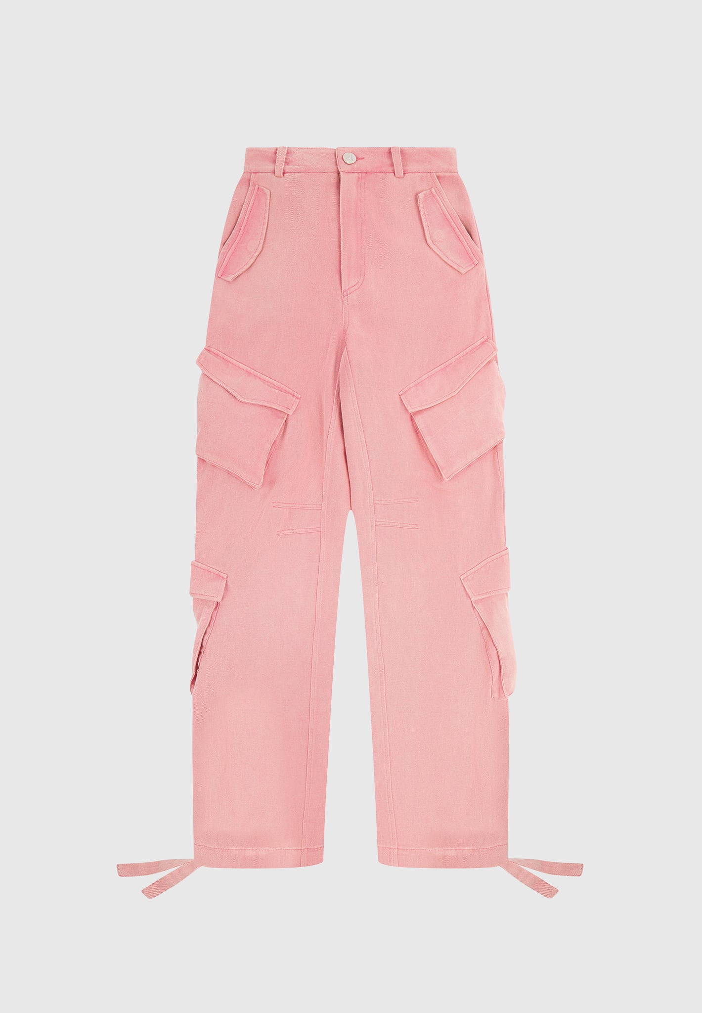 High Waisted Cargo Pants - Washed Pink