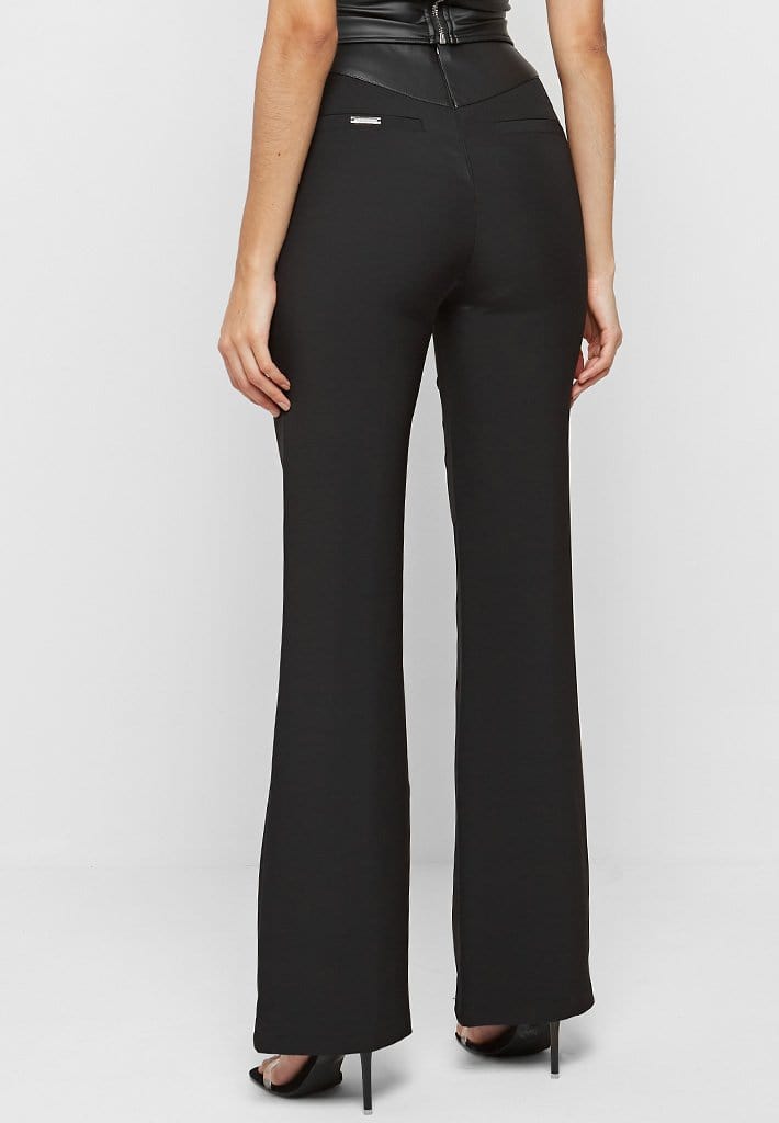 High Waisted Pin Tuck Detail Trousers - Black