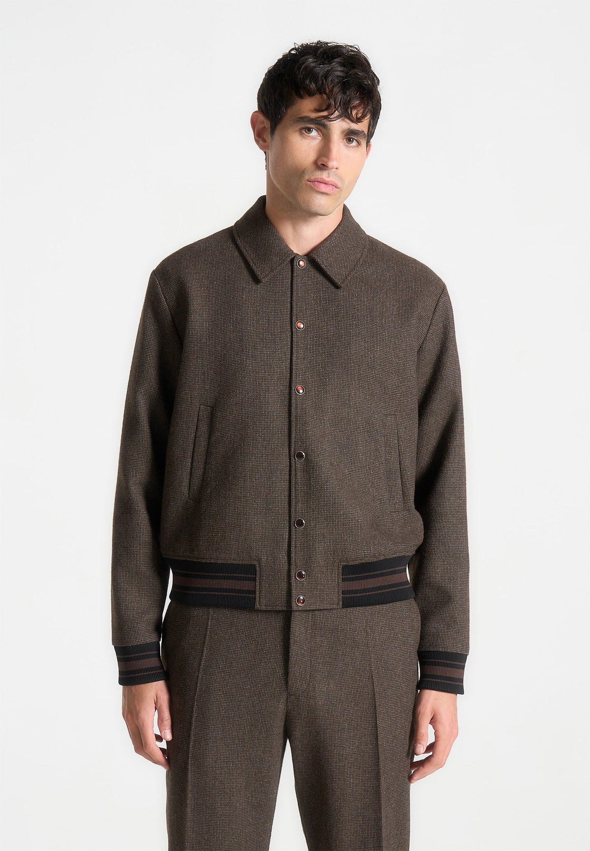 Gregoire - Houndstooth Wool-Blend Jacket - Brown