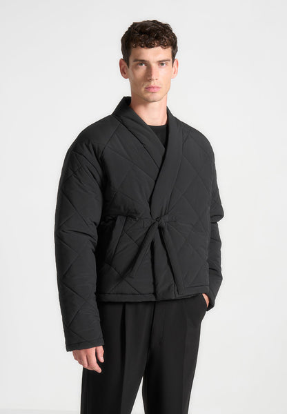 Kimono Quilted Wrap Puffer Jacket - Black | Manière De Voir USA