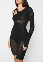 knitted-contour-one-sleeve-playsuit-black