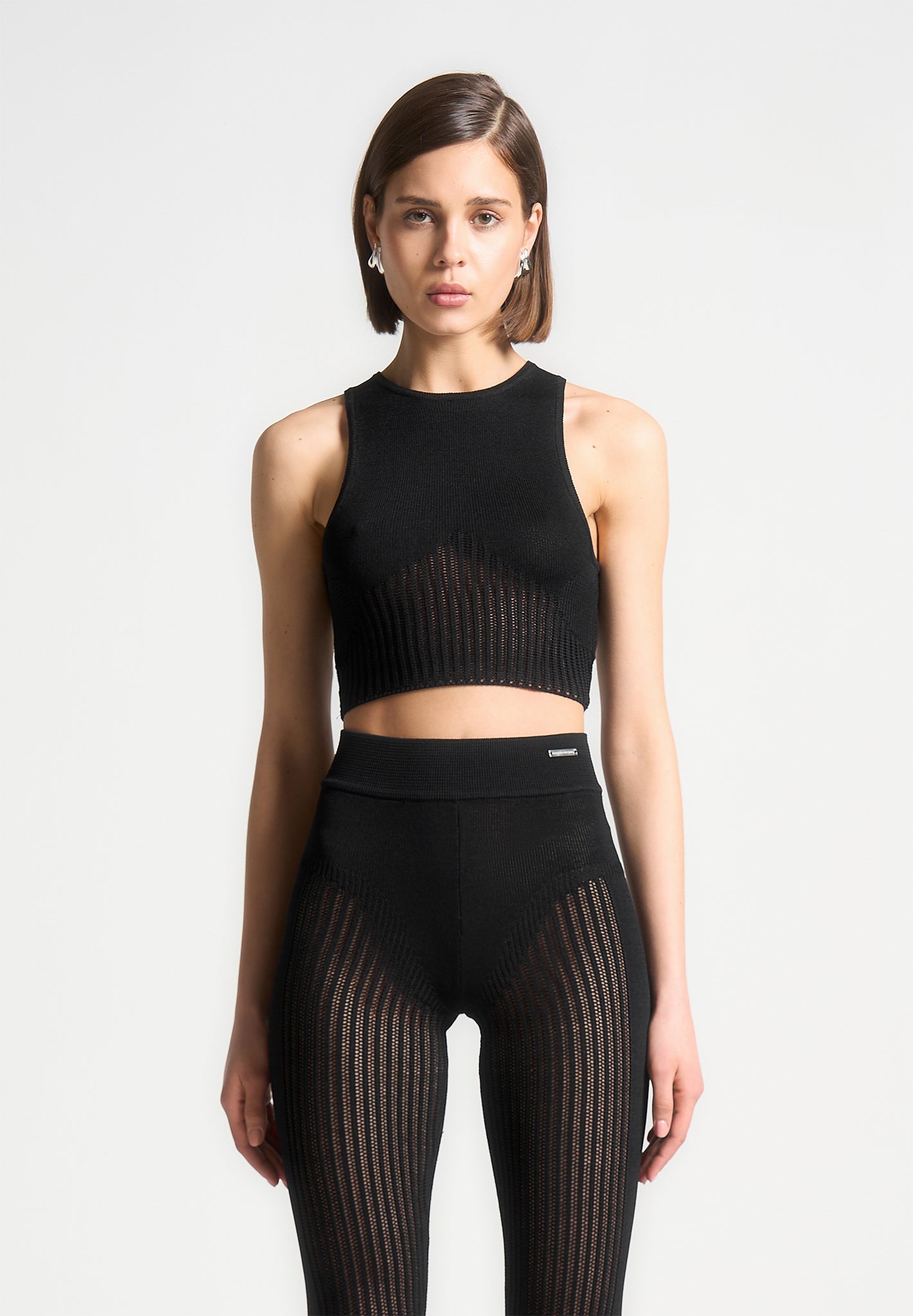 Knitted Sleeve Overlay with Bralette - Black