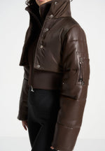 leather-and-nylon-layered-puffer-jacket-brown