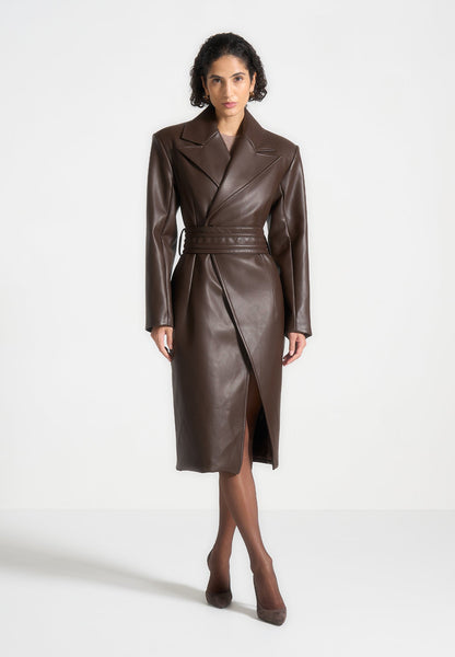 Lil Ambition Belted Long Coat BROWN