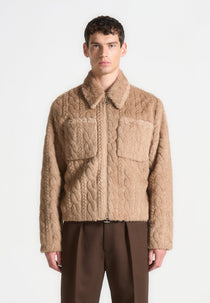 David - Plush Cable Embossed Jacket - Taupe