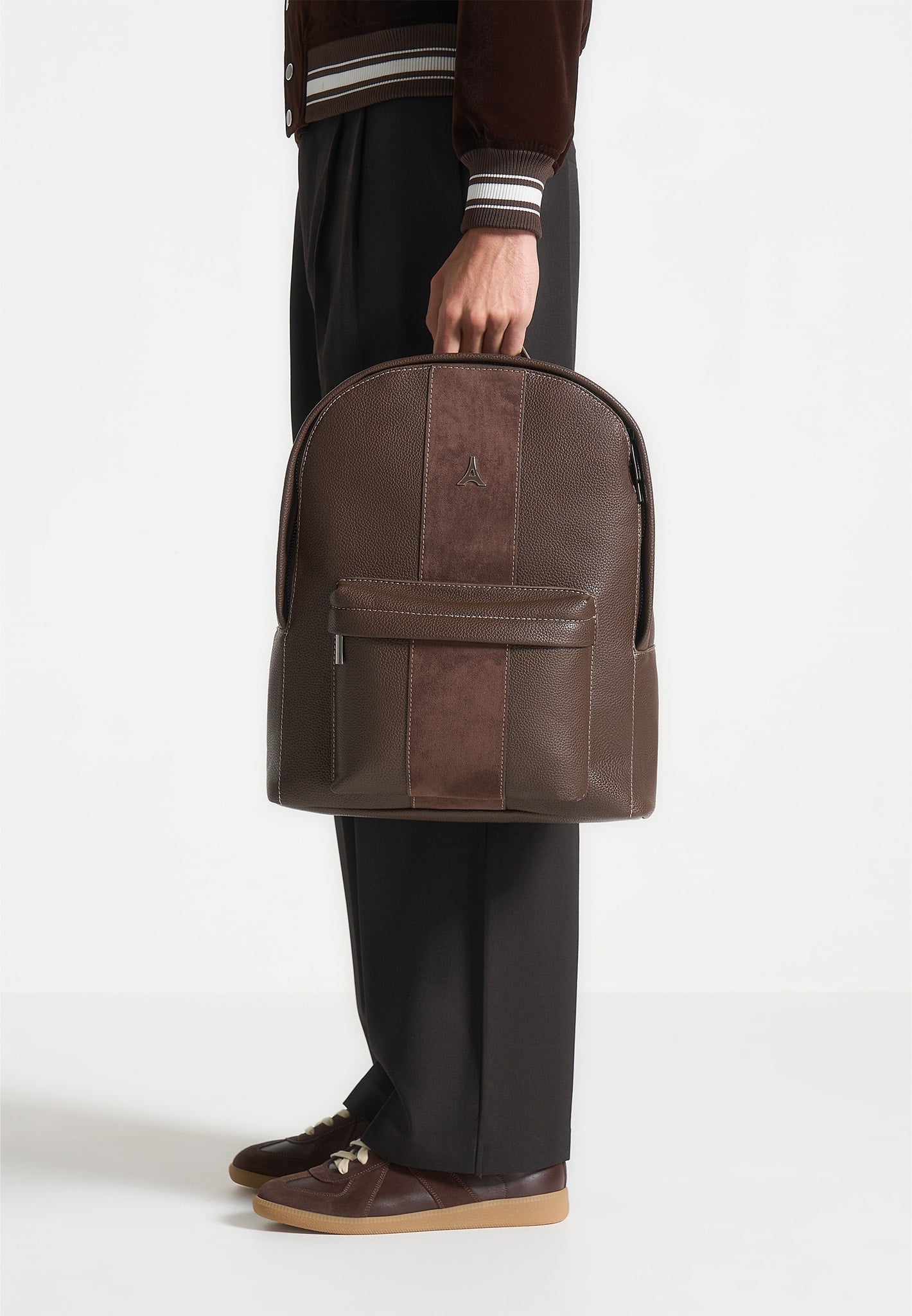 lyon-suede-panel-backpack-brown 