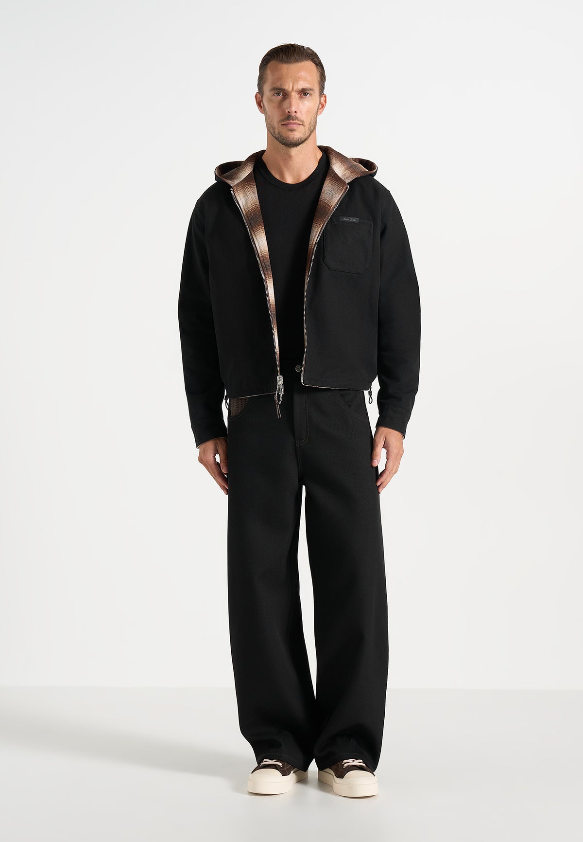 Hamish - Reversible Canvas & Brushed Check Wool-Blend Jacket - Brown / Black