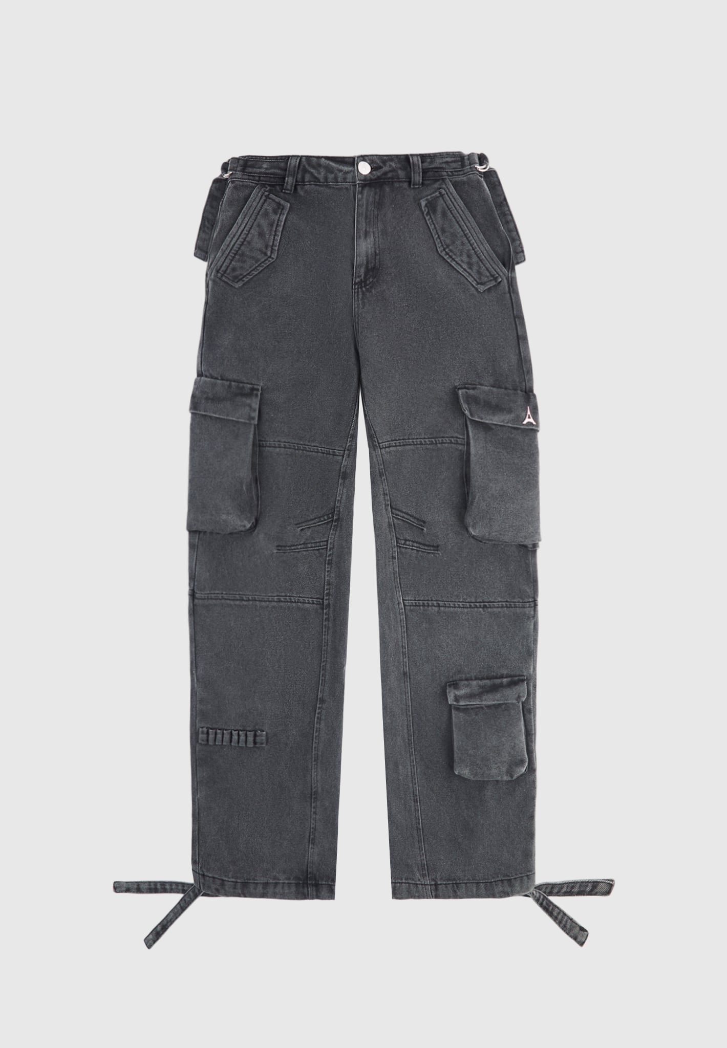 Petite Grey Mid Rise Pocket Detail Cargo Pant