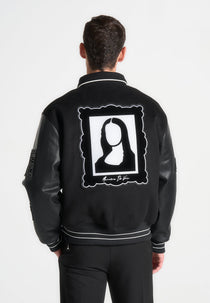 Oscar - Mona Lisa Wool Blend Varsity Jacket - Black