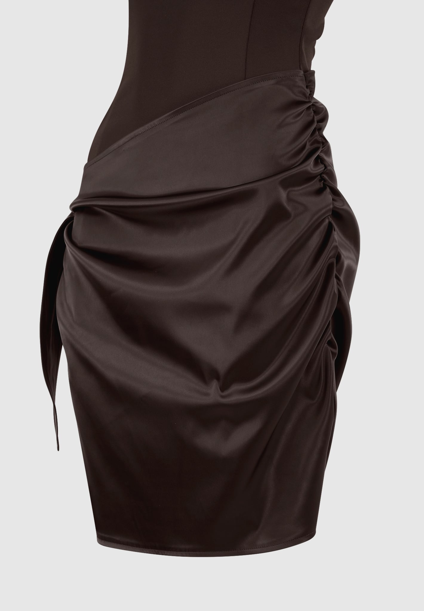 Women's Neoprene & Satin Wrap Bodycon Dress - Brown - US 12