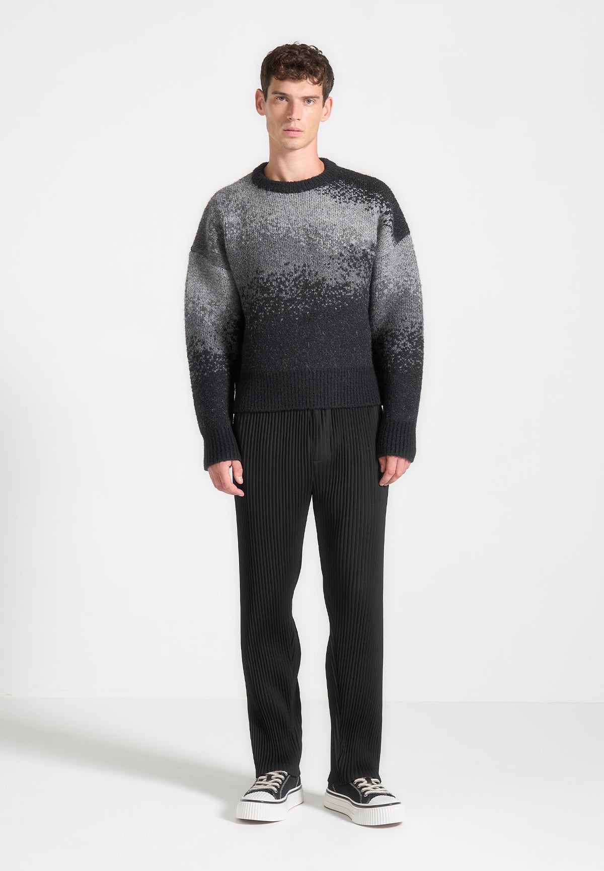 Yani - Ombre Wool-Blend Crewneck Sweater - Grey