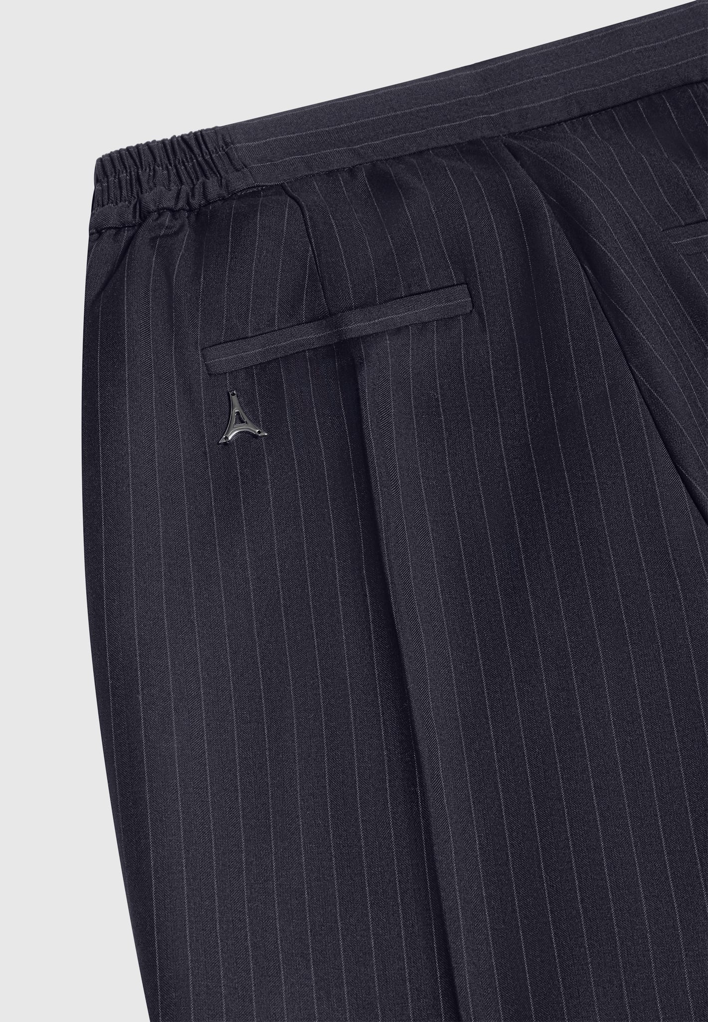 Regular Fit Navy Pinstripe Wool Suit Trousers