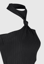 pinstripe-tie-knot-halter-top-black