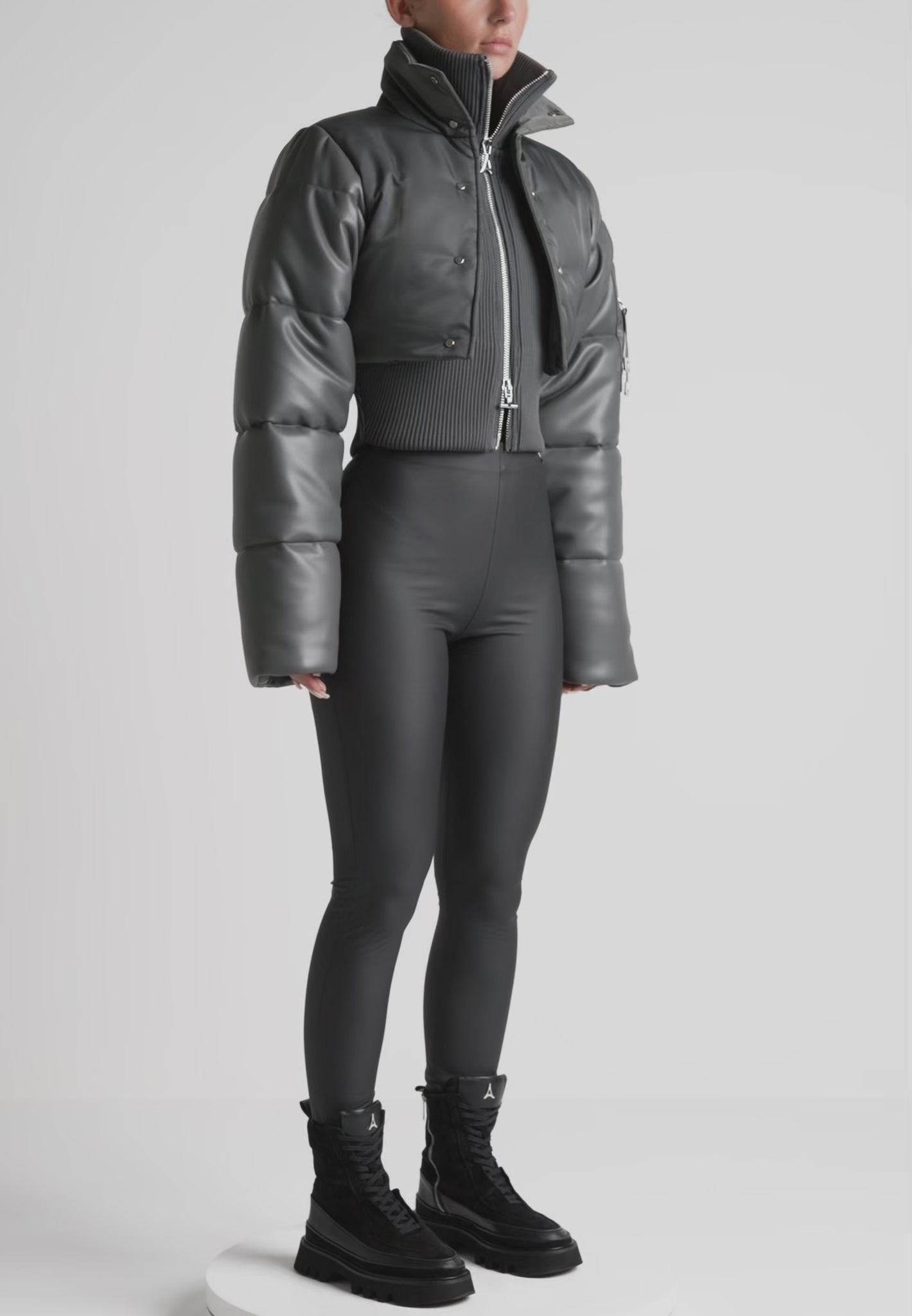 vegan-leather-and-nylon-layered-puffer-jacket-grey