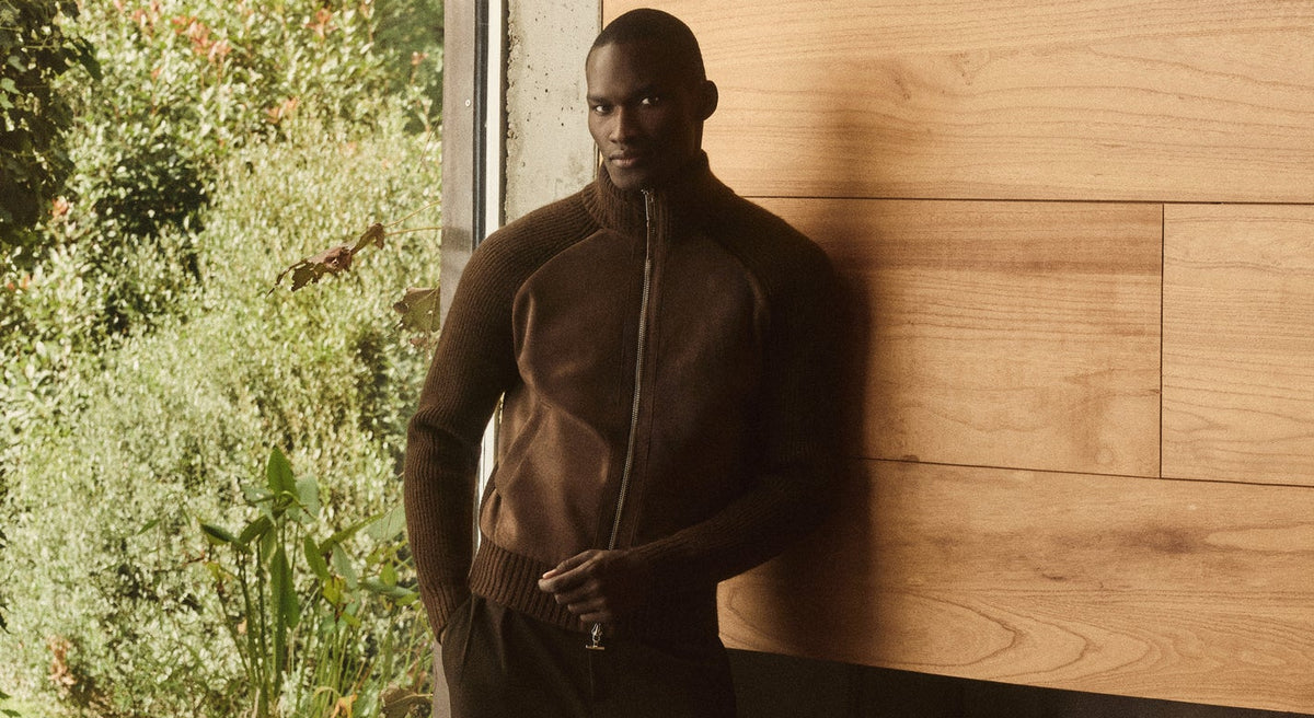 Poppy brown jacket campaign.