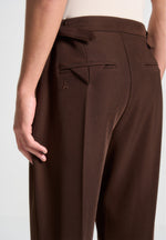 Relaxed Fit Twill Pleated Tailored Trousers - Brown