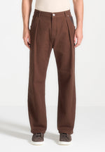 relaxed-fit-pleated-gabardine-jeans-brown