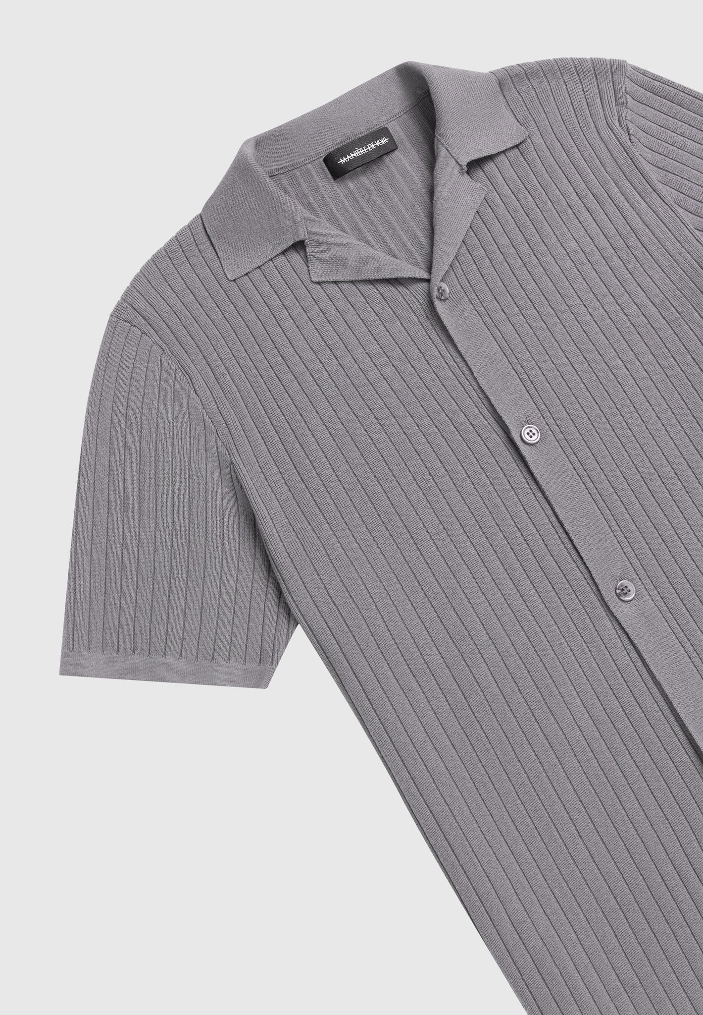 ribbed-knit-revere-shirt-grey