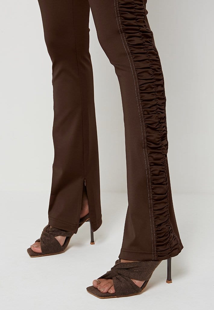 ruched-side-flared-leggings-chocolate-brown