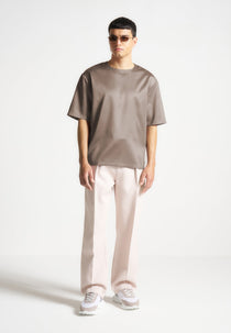 Satin Boxy Fit T-Shirt - Taupe
