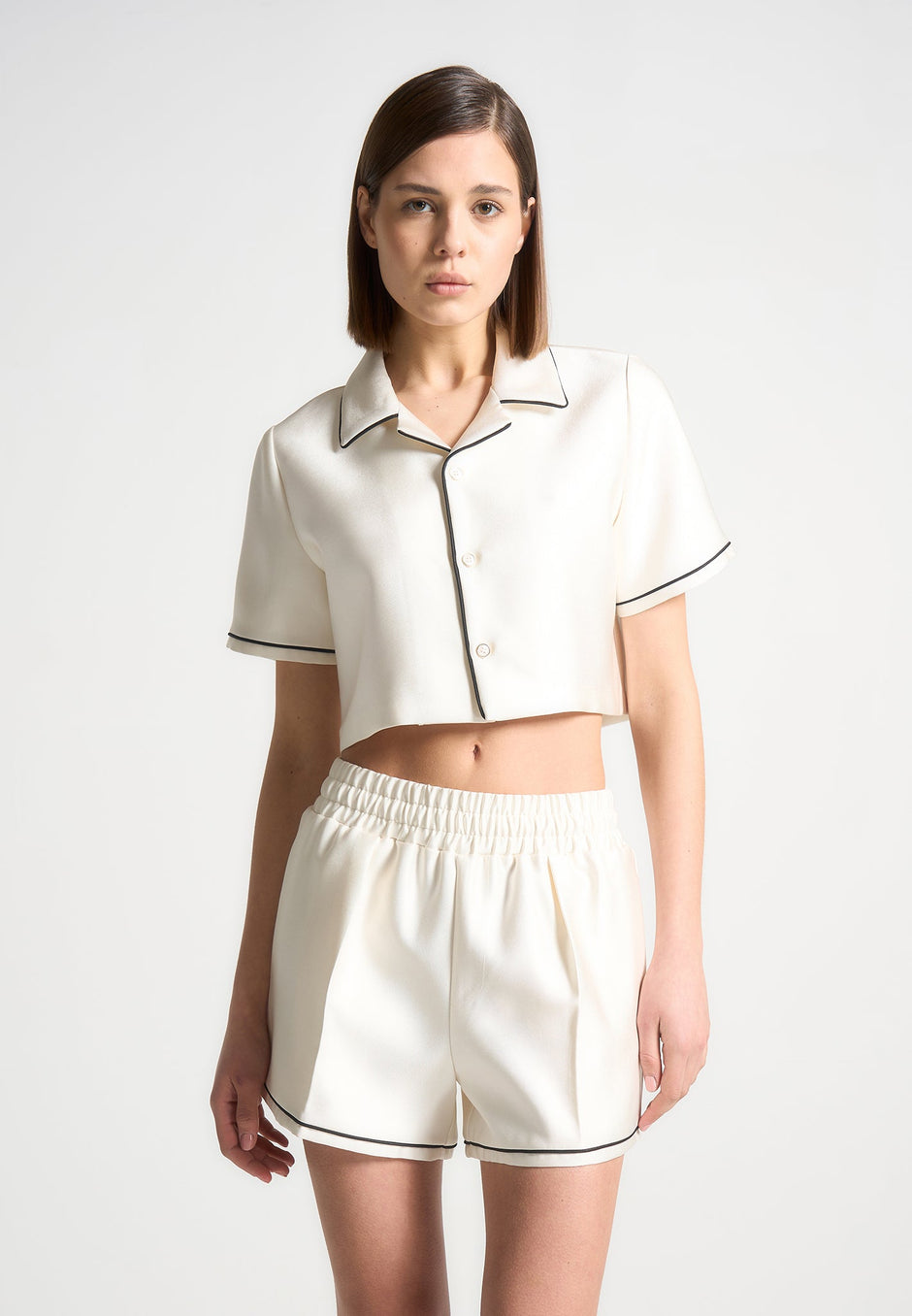 Satin Pinstripe Shirt and Pants Set main image 0