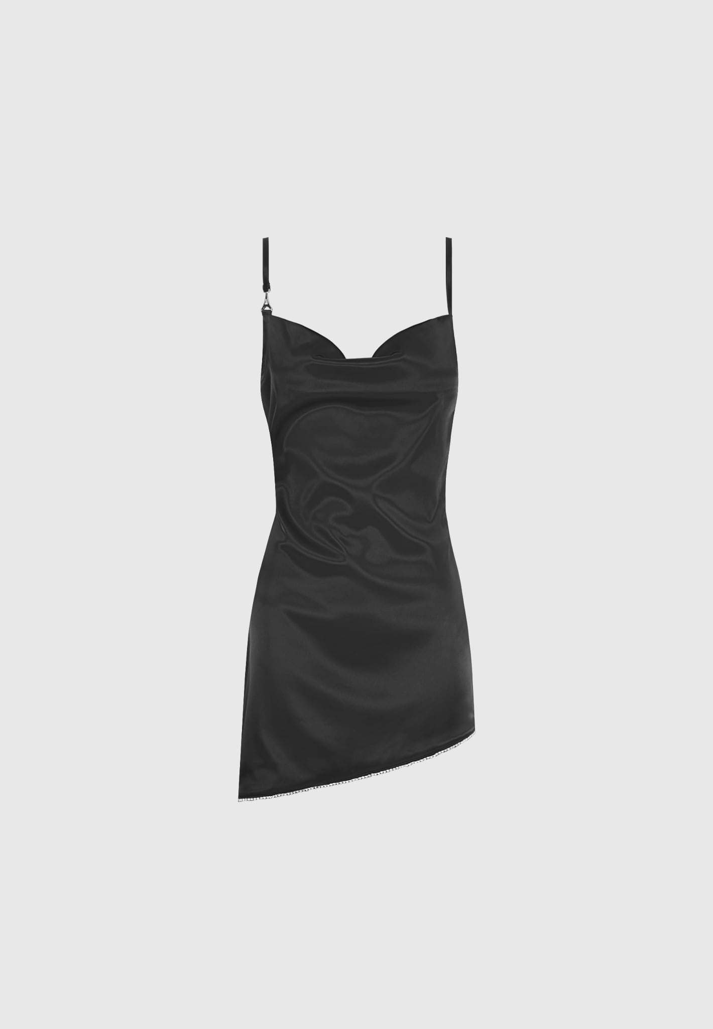 Black Mini Silk Slip Dress, Black Silk Camisole Dress, Silk Mini