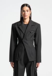 Béatrice - Tailored Contour Double Breasted Blazer - Black