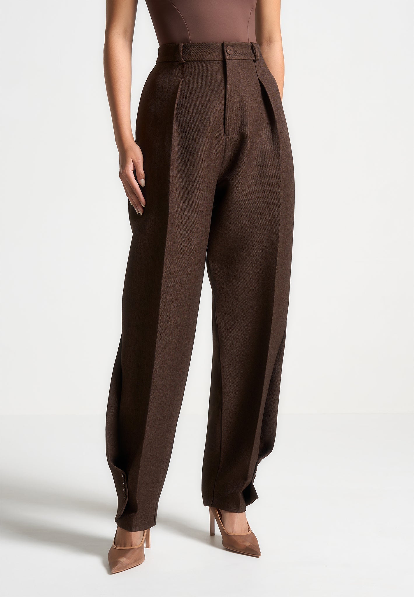 TTTMSW Polyester straight slacks（BROWN） TTTMSW Polyester straight slacks（BROWN） Polyester straight