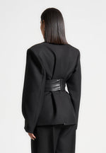 twist-sleeve-tailored-blazer-with-belt-black