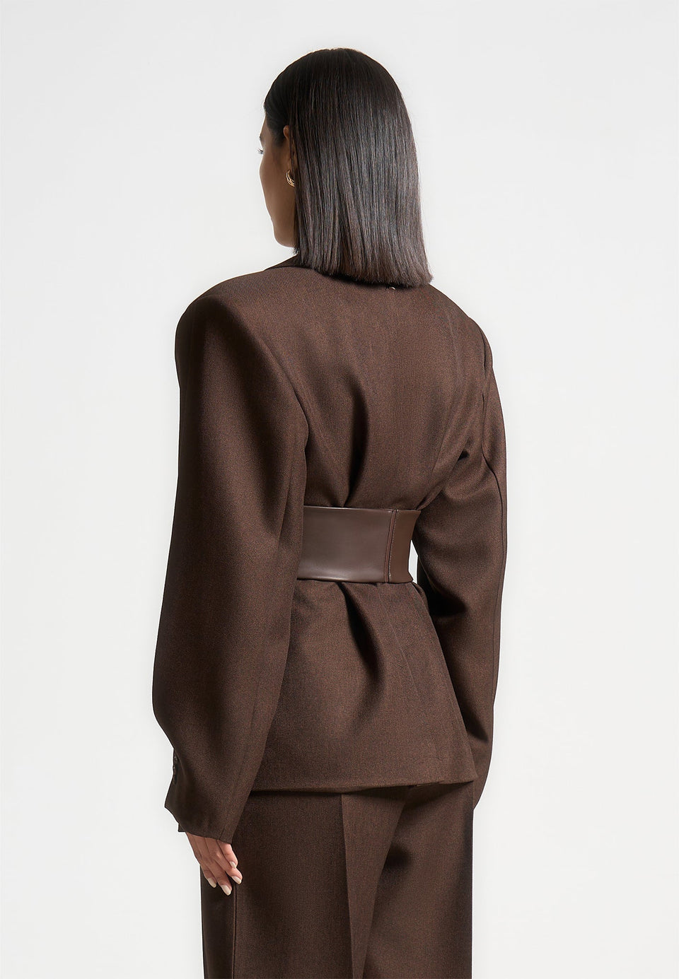 marie-twist-sleeve-tailored-blazer-with-belt-brown