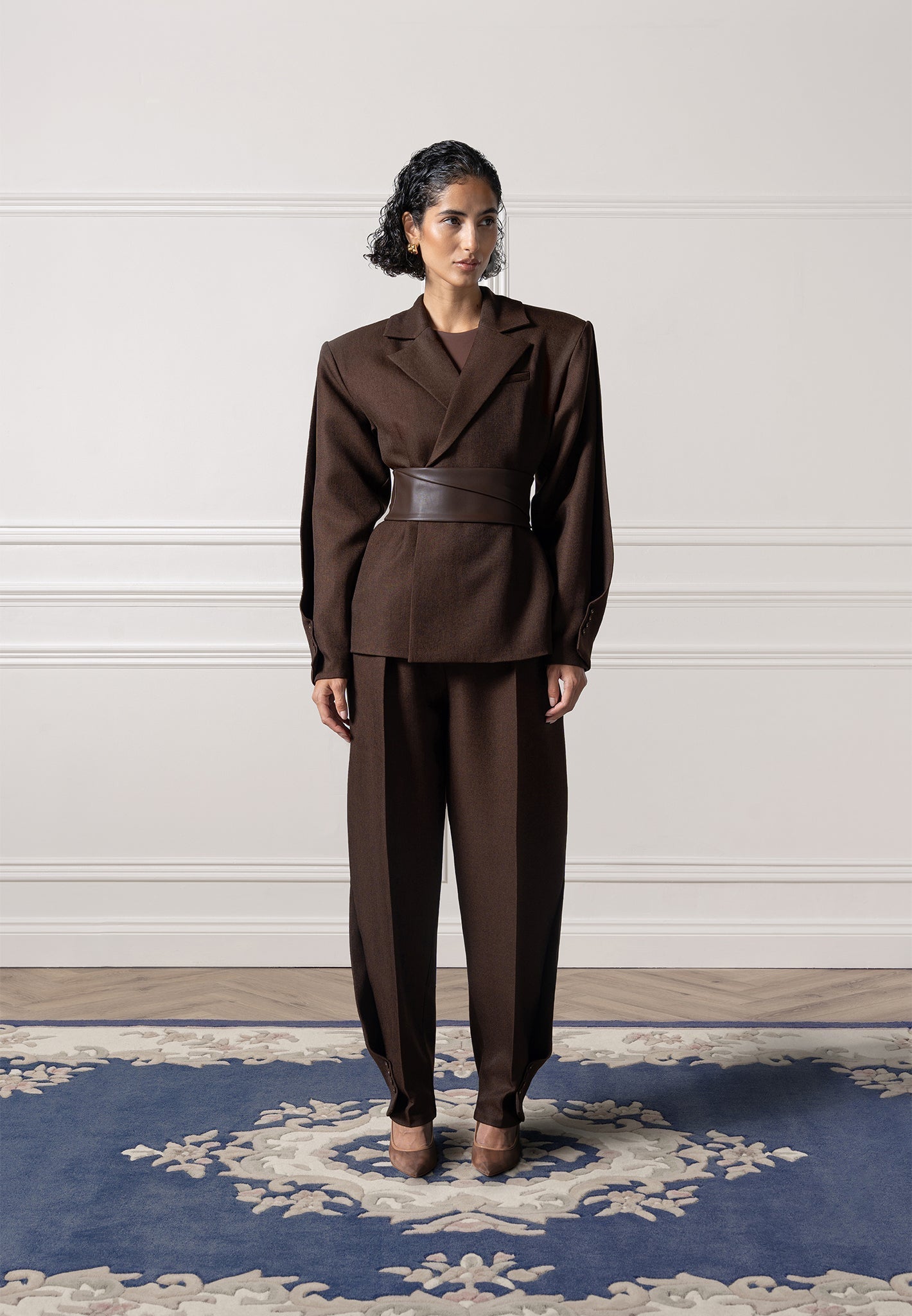 marie-twist-sleeve-tailored-blazer-with-belt-brown