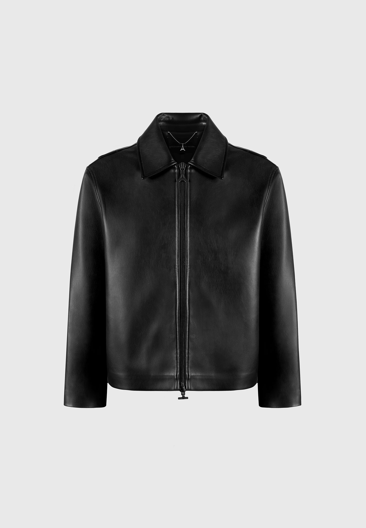 Bernard Leather Minimal Boxy Jacket Black Manière De Voir USA