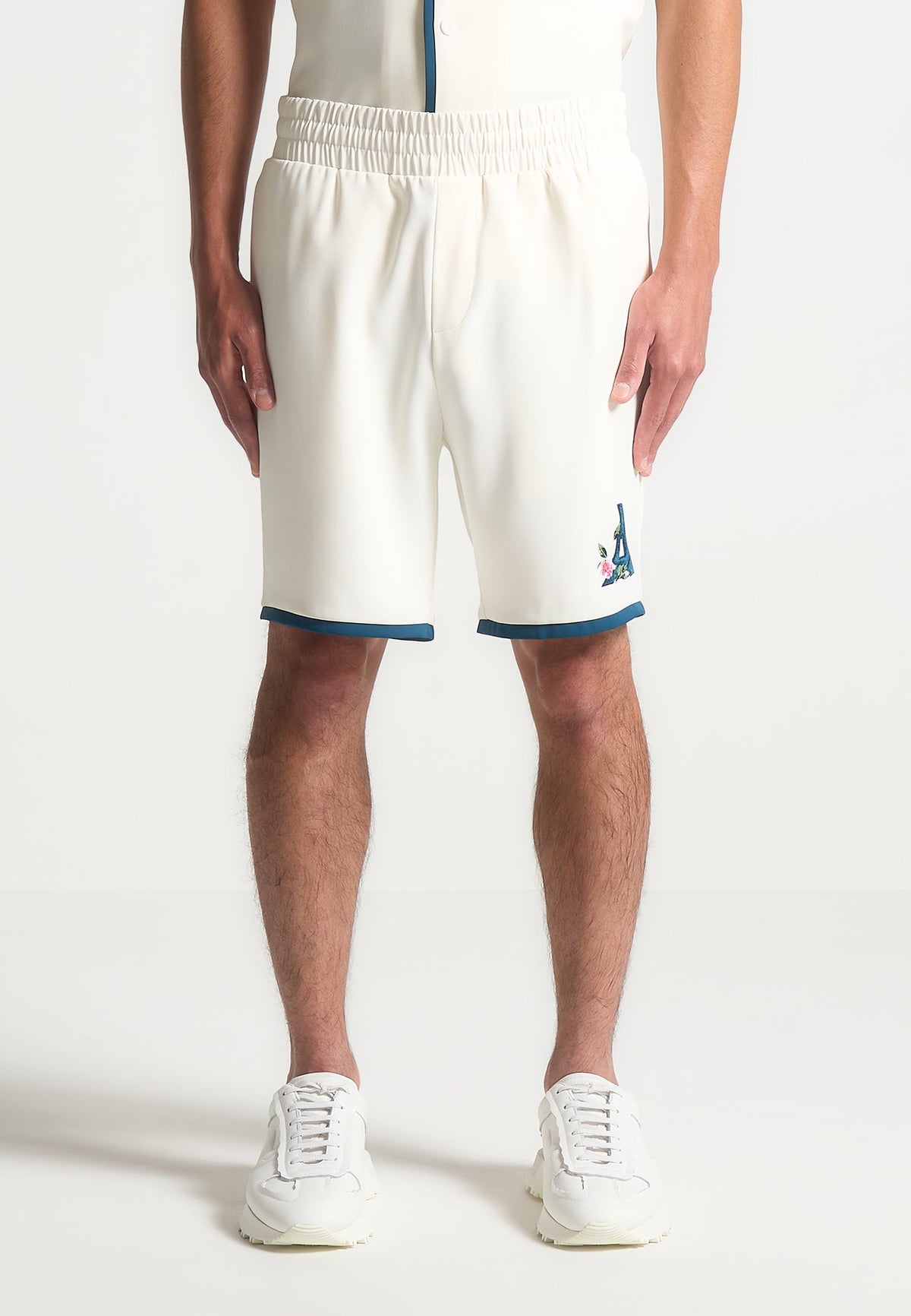 Timo - Velvet Eiffel Shorts - Cream/Blue