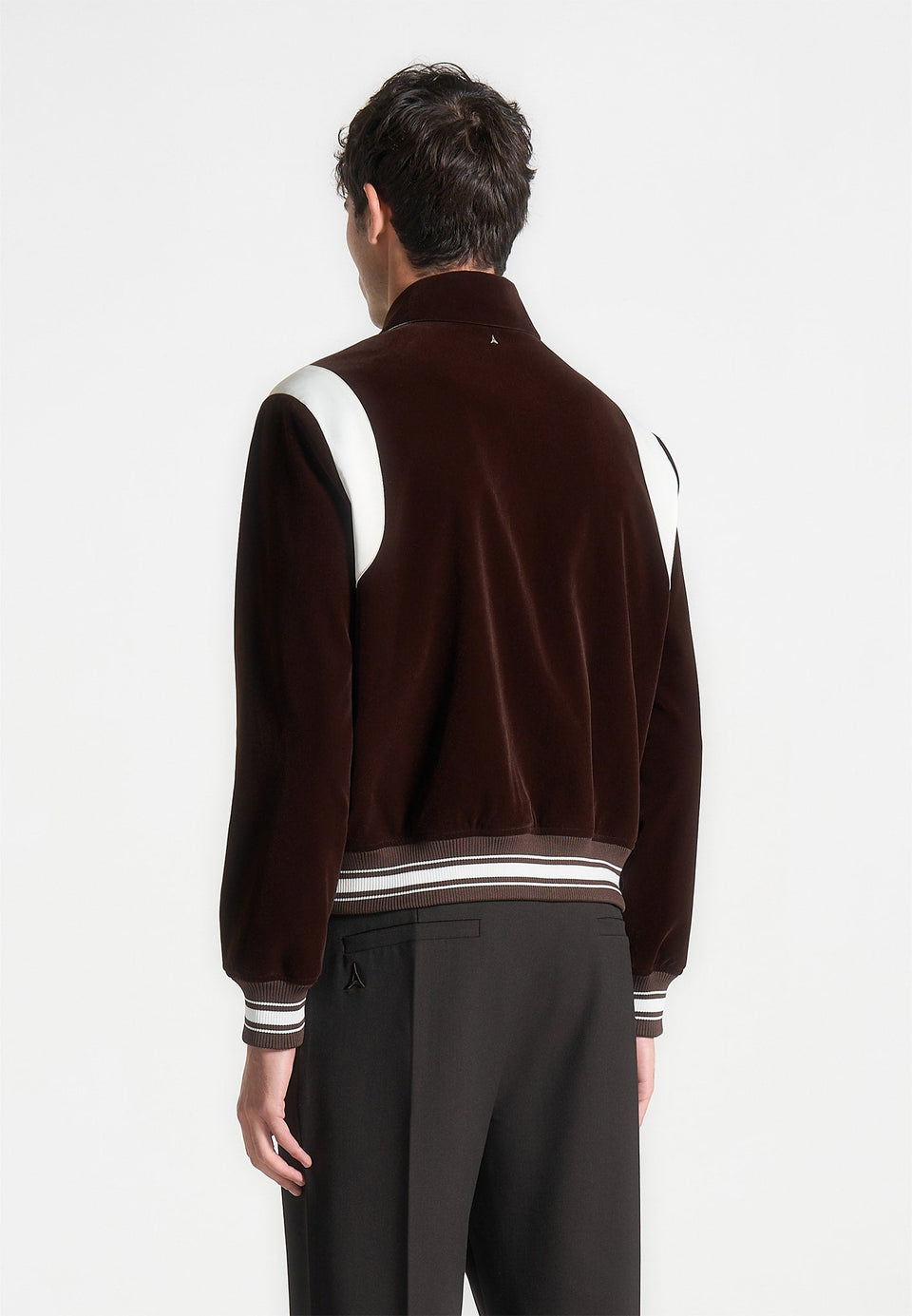 nico-velvet-satin-varsity-jacket-brown