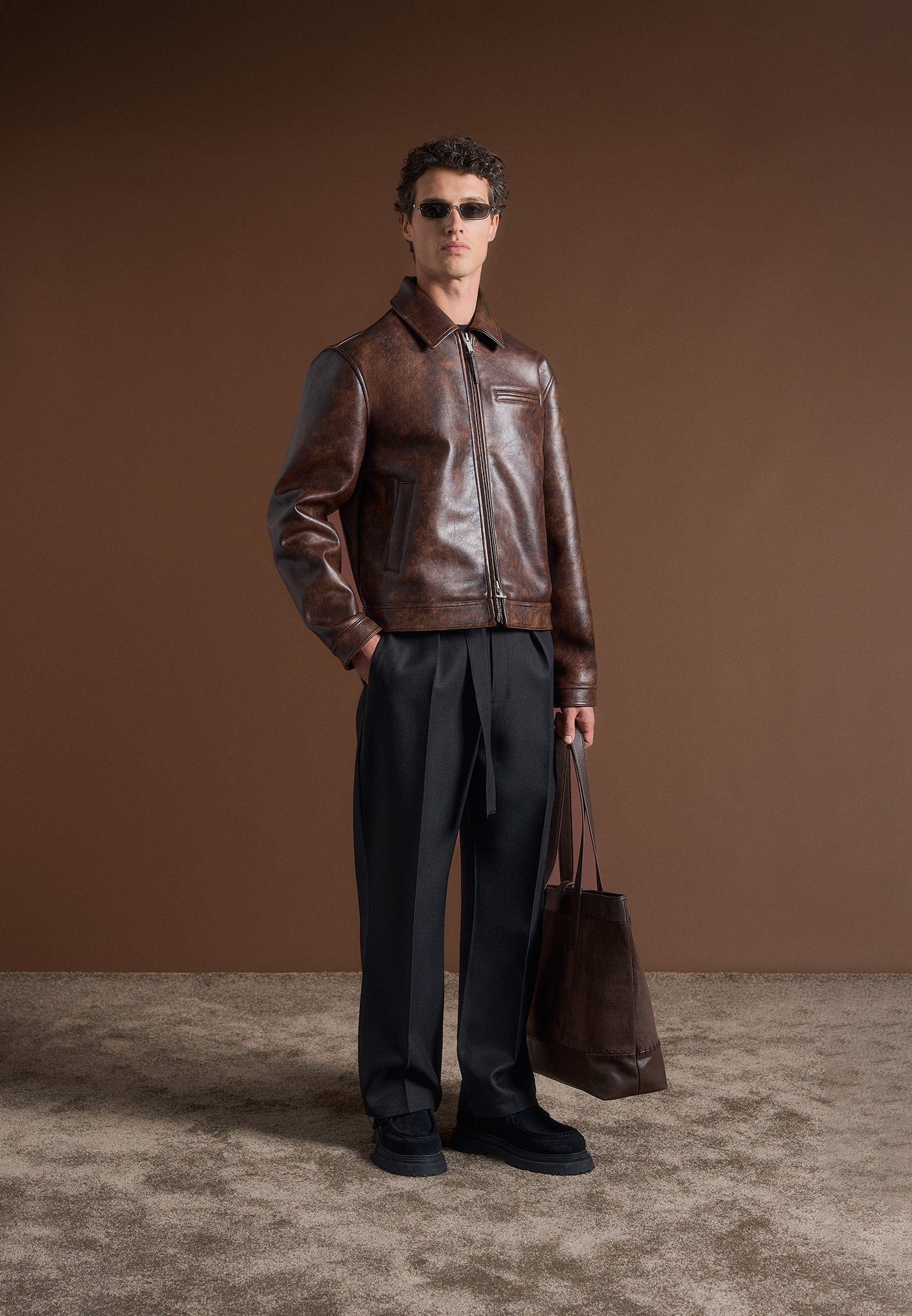 Laurent - Vintage Leather Jacket - Brown | Manire De Voir USA Laurent - Vintage Leather Jacket - Brown | Manire De Voir USA