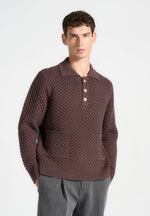 waffle-knit-polo-jumper-brown