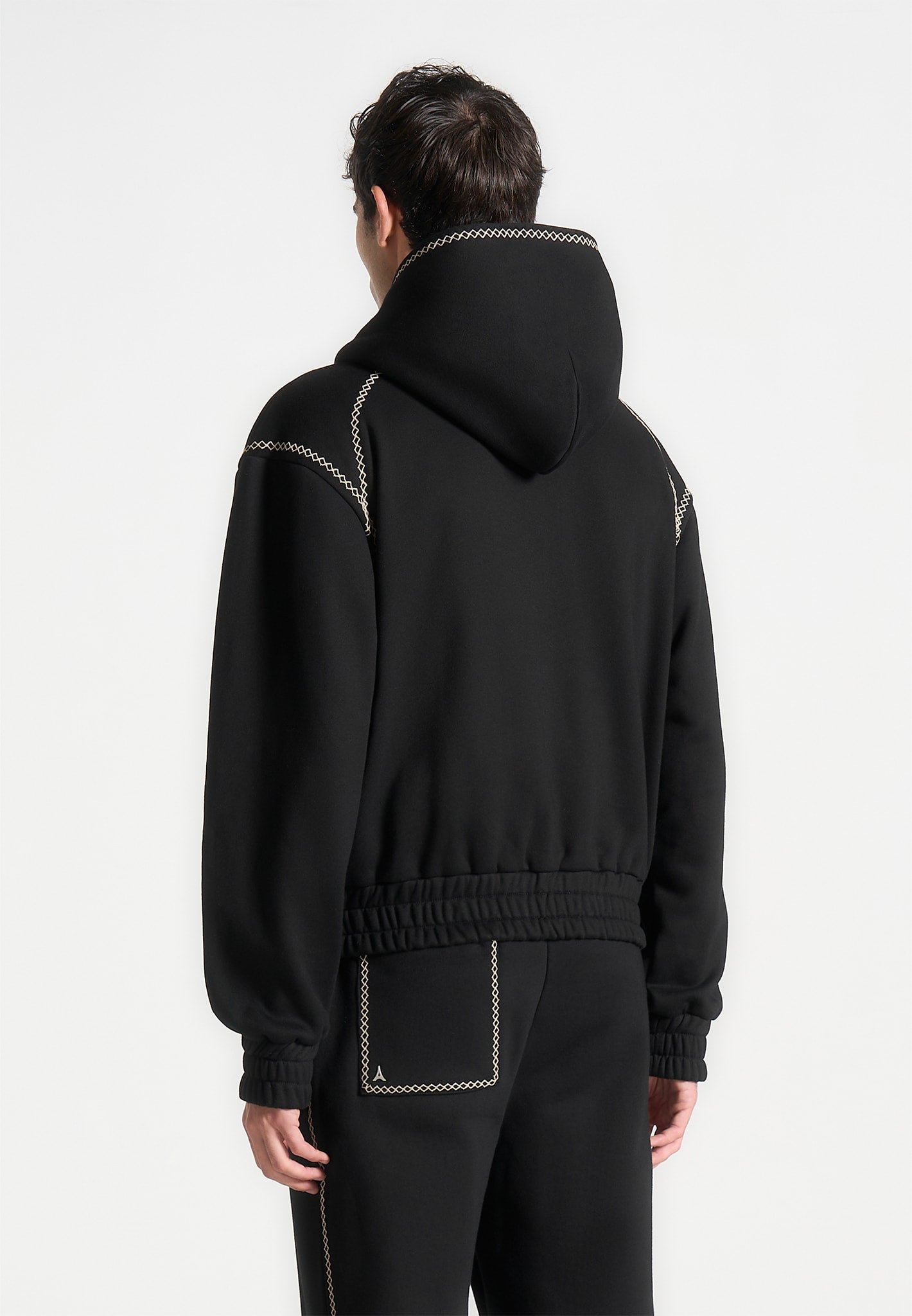 Ivan - Whipstitch Raglan Effect Zip Hoodie - Black | Manière De