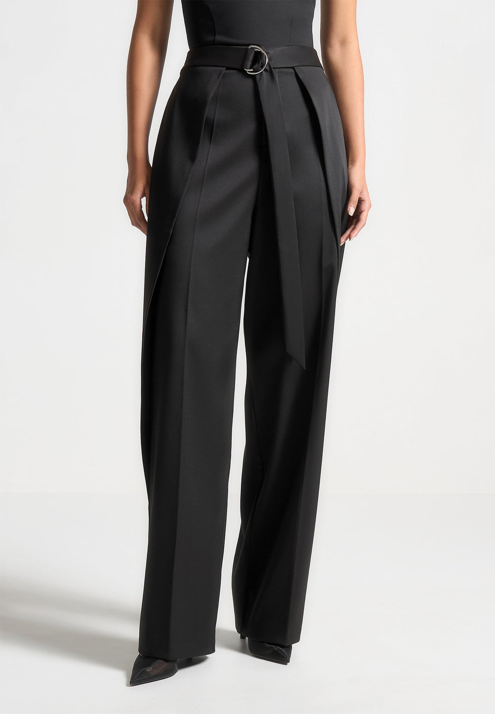 foldover-sateen-trousers-with-d-ring-belt-black