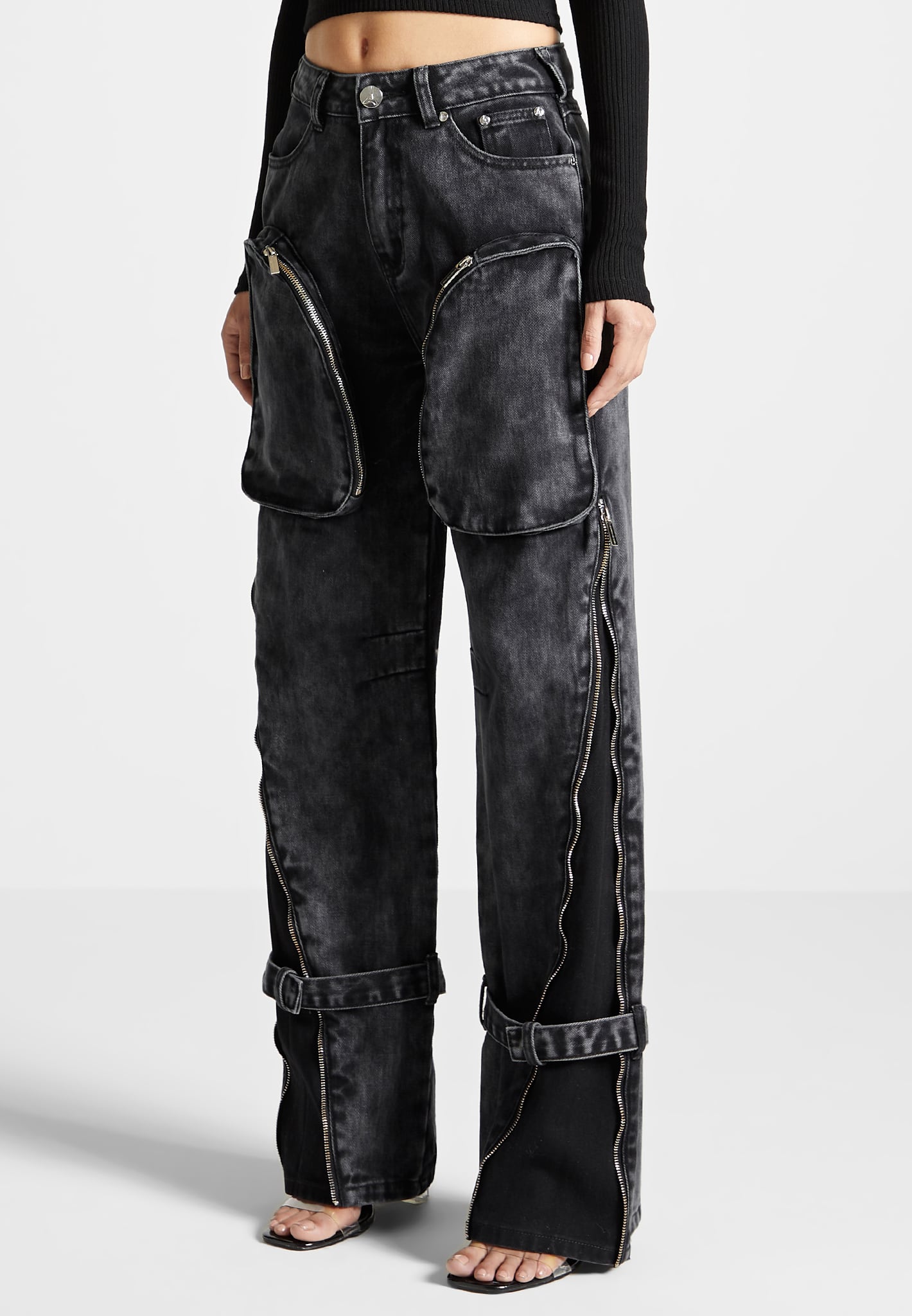 Men's Cotton Cargo Pants Zip Pockets Loose Casual Overalls - Temu